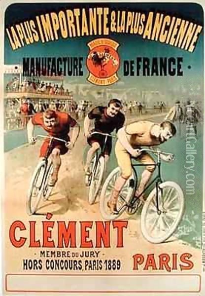 Poster advertising the cycles 'Clement' Oil Painting - Lucien Baylac