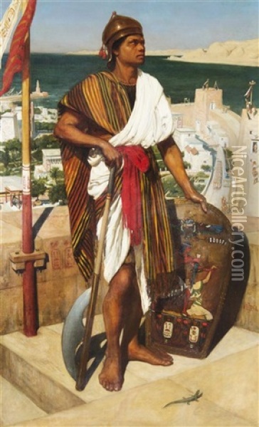 On Guard In The Time Of Pharaohs Oil Painting - Edward John Poynter