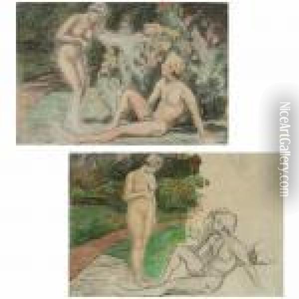 Adam And Eve Oil Painting - Fritz Syberg