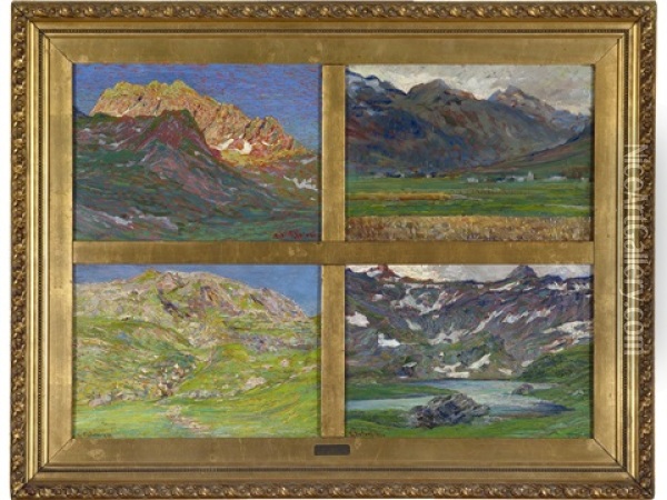 Paesaggi (4 Works) Oil Painting - Romano Valori