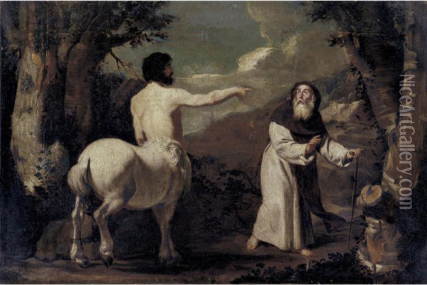 Saint Anthony Abbot And The Centaur Oil Painting - Antonio De Bellis