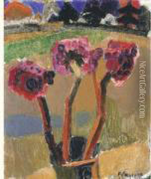 Vaas Met Bloemen (1919) Oil Painting - Frits Van Den Berghe