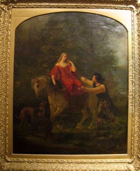 Thomas The Rhymer Meeting The Queen Of Elfland Oil Painting - Johann Baptiste Berdelle