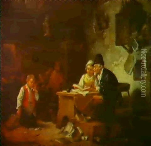 L'eleve Puni Oil Painting - Ferdinand de Braekeleer the Elder