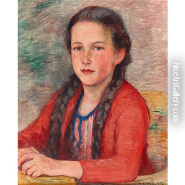 Portrat Eines Madchens Mit Zopfen Oil Painting - Carl August Liner