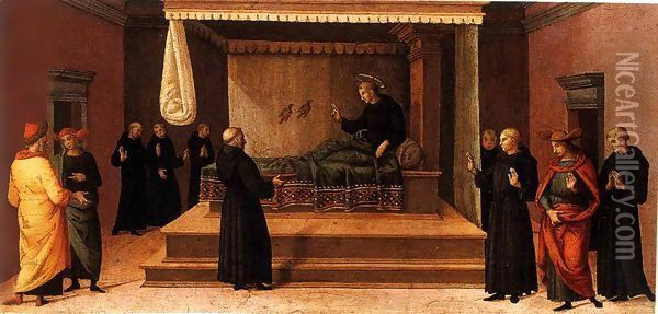 Saint Nicolas of Tolentino Restoring Two Partridges to Life Oil Painting - Pietro Vannucci Perugino