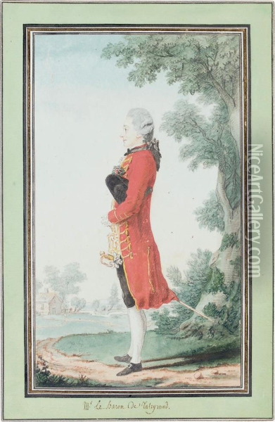 Portrait Of The Baron De Talleyrand, Full-length, In Alandscape Oil Painting - Louis Carrogis Carmontelle