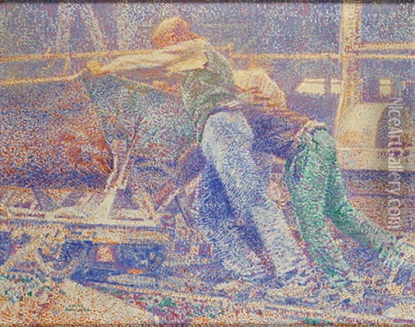 Travailleurs Oil Painting - Franz (Bernard) Gailliard