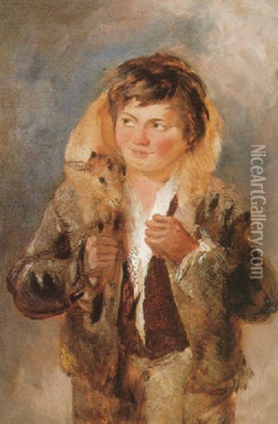 A Boy With A Lamb Oil Painting - Richard Ansdell