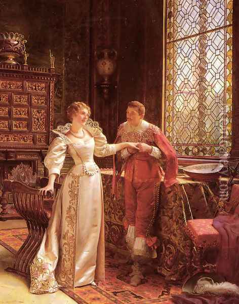 La Demande En Mariage (The Marriage Proposal) Oil Painting - Charles Joseph Frederick Soulacroix