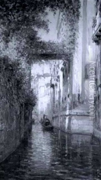 Venetian Canal Scene Oil Painting - Bernardo Hay