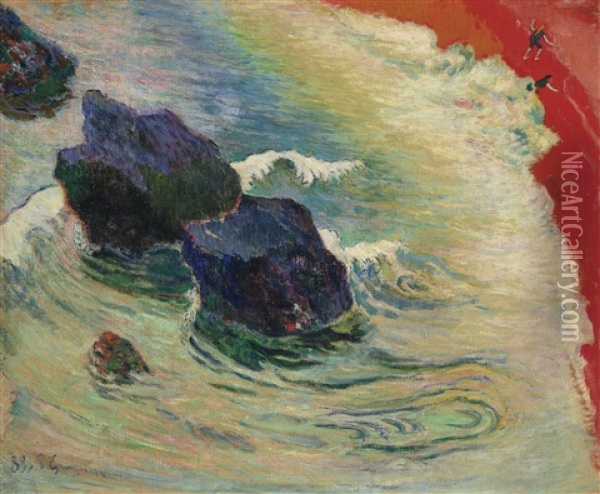 La Vague Oil Painting - Paul Gauguin