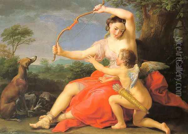 Diana & Cupid, 1761 Oil Painting - Pompeo Gerolamo Batoni