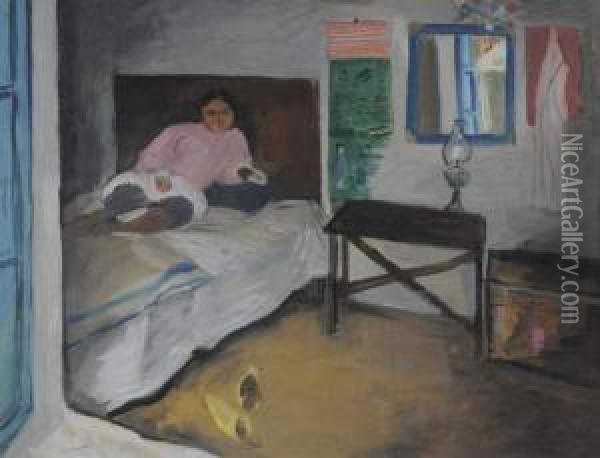 Femme Dans Un Interieur Oil Painting - Jean Launois
