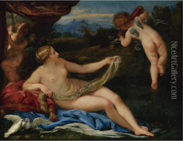 Venus And Cupid Oil Painting - Carlo Maratta or Maratti
