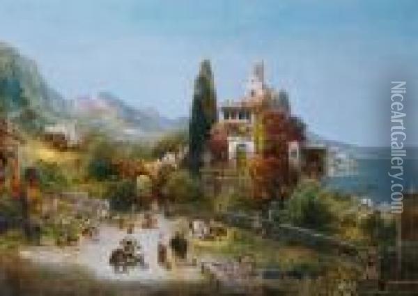 Italienische Kustenlandschaft Oil Painting - Robert Alott