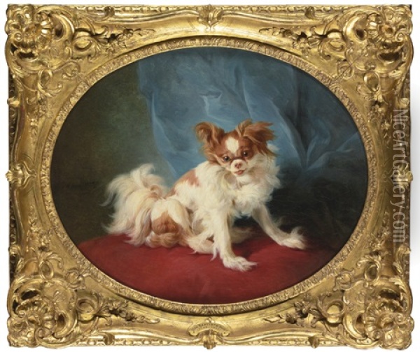Portrait Of A King Charles Spaniel Oil Painting - Jean Baptiste Huet