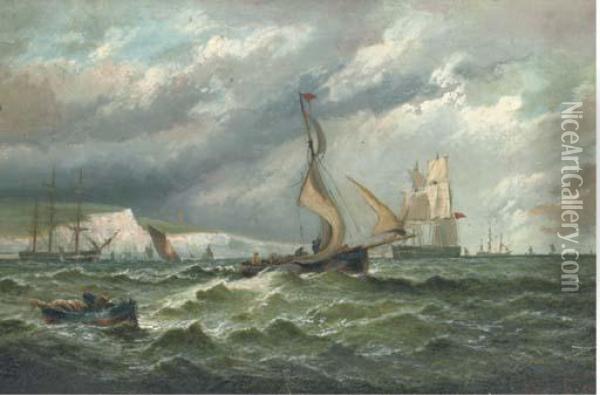 Shipping Off The South Coast Oil Painting - R.R. Roberts