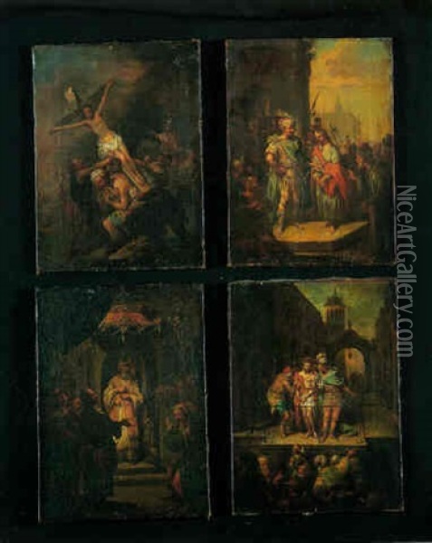 L'erection De La Croix Oil Painting - Johann Conrad Seekatz