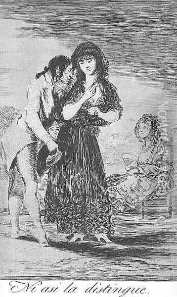 Caprichos - Plate 7: Even Thus he Cannot Make her Out Oil Painting - Francisco De Goya y Lucientes