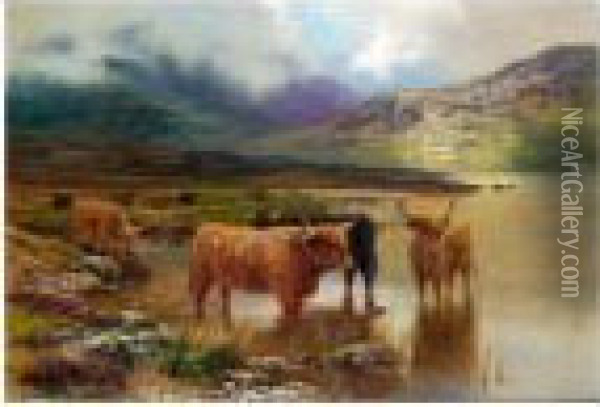 In The Highlands Oil Painting - Louis Bosworth Hurt