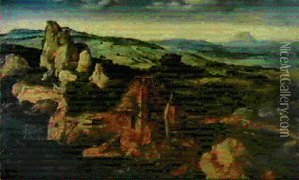 Saint Paul Ermite Et Saint Antoine Abbe Dans Un Paysage De  Montagne Oil Painting - Joachim Patinir