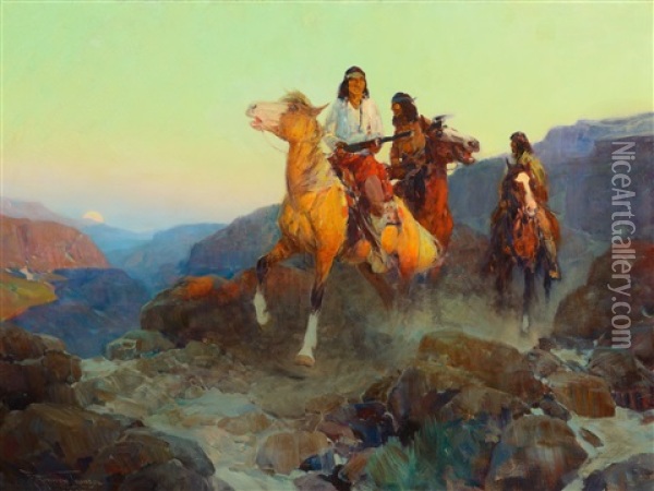 Renegade Apaches Oil Painting - Frank Tenney Johnson