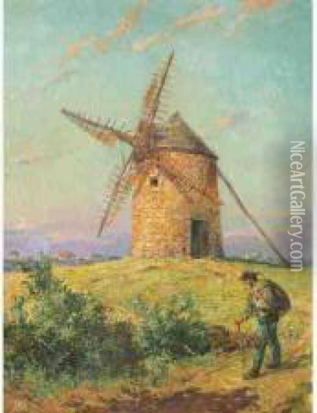 Moulin Au Diben, Vers Plougasnou Oil Painting - Henri Prosper Wirth