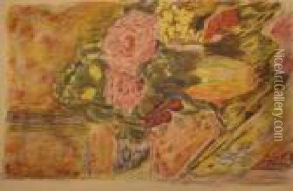 Fleurs (planche Pour L'album Pierre Bonnard). 1942-1946. Oil Painting - Pierre Bonnard