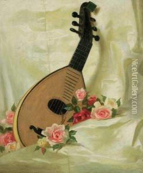''mandolin & Roses'' Oil Painting - De Scott Evans
