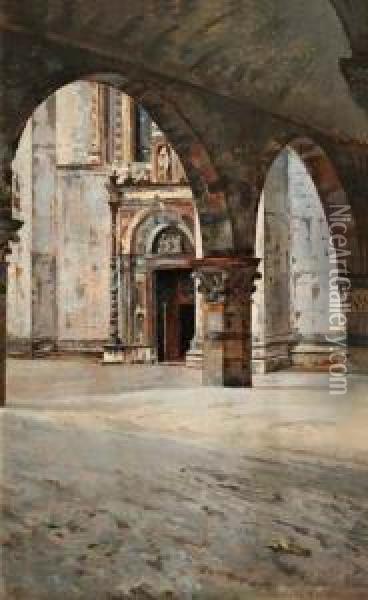 La Porta Della Rana Del Duomo Di Como Oil Painting - Domenico Rabioglio