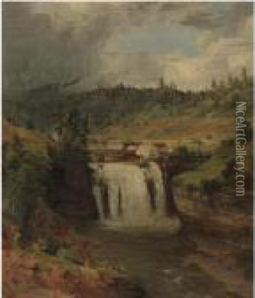 Portage Falls On The Genesee Oil Painting - Jasper Francis Cropsey
