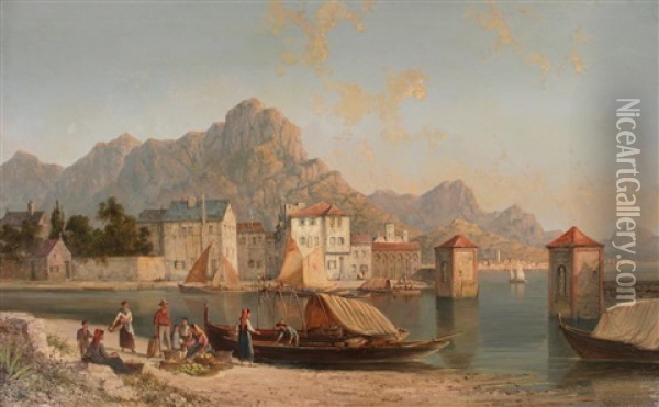 Lake Como Oil Painting - William Raymond Dommersen