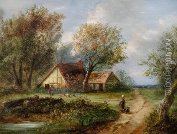 A Figure On A Country Road Oil Painting - Joseph Thors