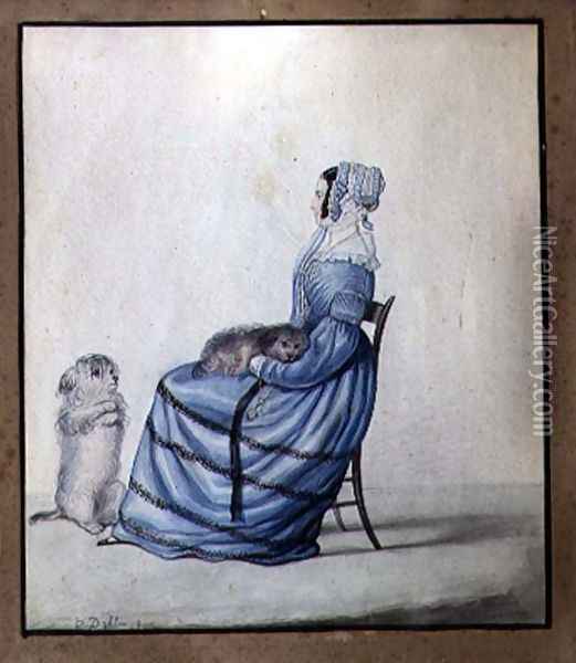 Portrait of Marianne Cartwright with her Pet Dogs Oil Painting - Lili Cartwright