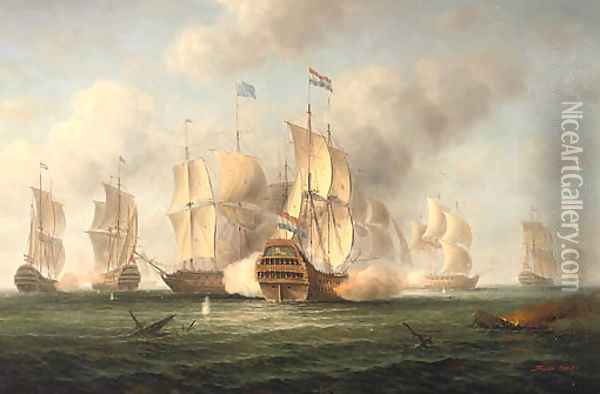 An Anglo-Dutch engagement Oil Painting - James Hardy Jnr