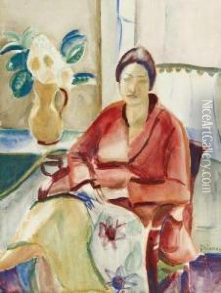 Femme Dans Un Interieur Oil Painting - Ferdinand Schirren
