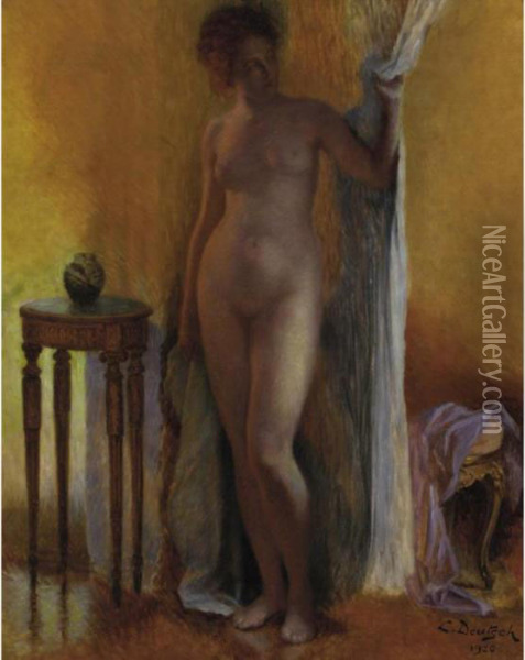 Standing Female Nude Oil Painting - Ludwig Deutsch