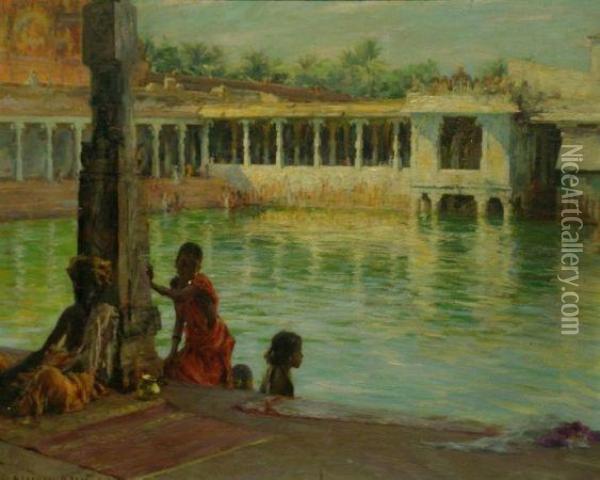 L'etang Du Lys D'or, Madura Oil Painting - Constant Georges Gaste