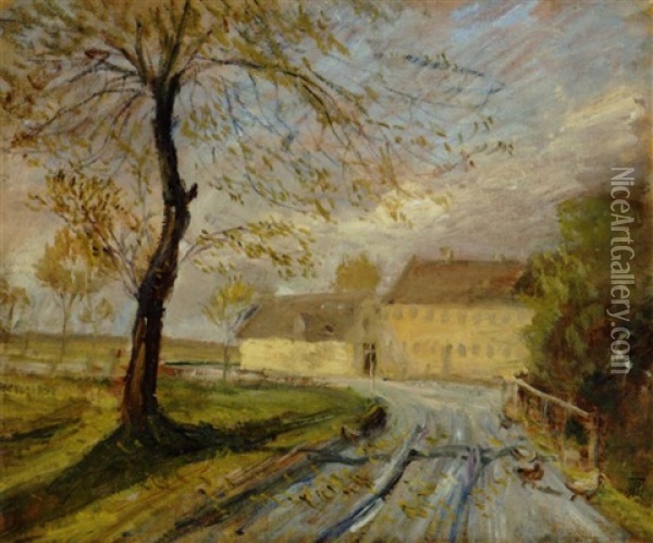 Damshuskroen. Bygevejr Oil Painting - Theodor Philipsen