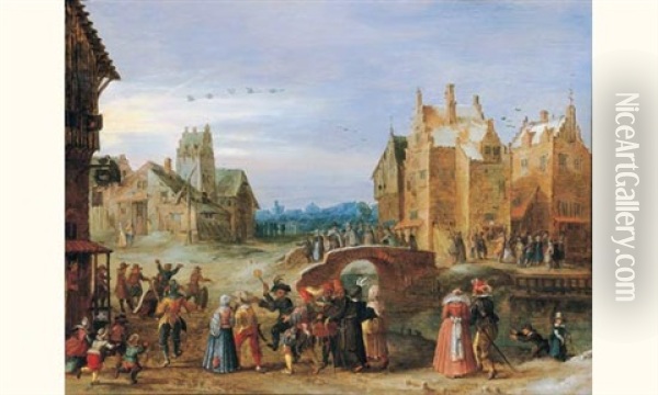 Scene De Carnaval Dans Une Ville Des Flandres Oil Painting - Govert (Mynheer) Jansz