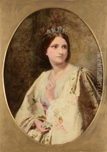 Portrait Of A Young Lady Wearing A Tiara Oil Painting - James Hayllar