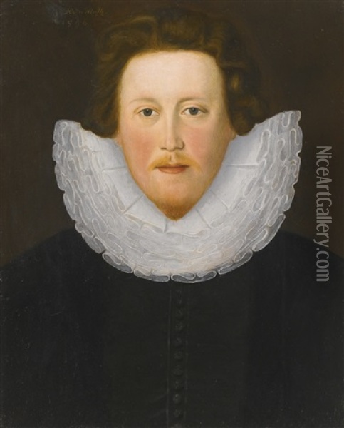 Portrait Of Sir Henry Neville Oil Painting - George Gower