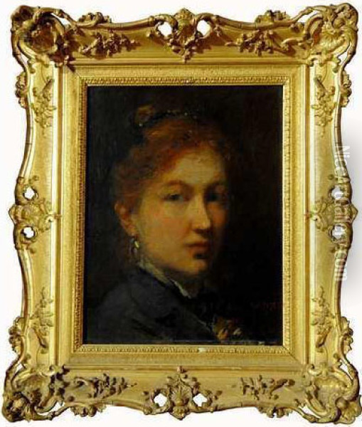 Portrait De Femme Oil Painting - Adolphe Felix Cals