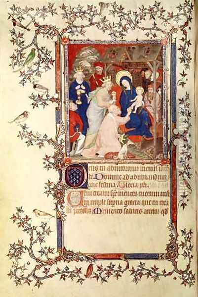 The Adoration of the Magi from Les Petites Heures de Duc de Berry Oil Painting - Jacquemart De Hesdin