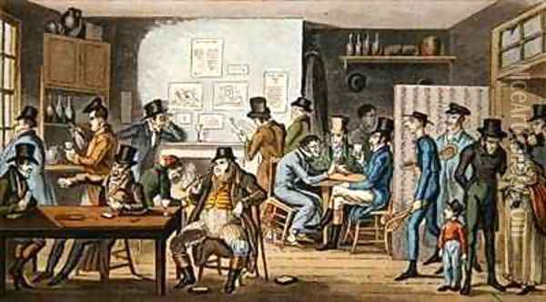 Logic in a debtors prison being visited by Tom and Jerry Oil Painting - Isaac Robert Cruikshank