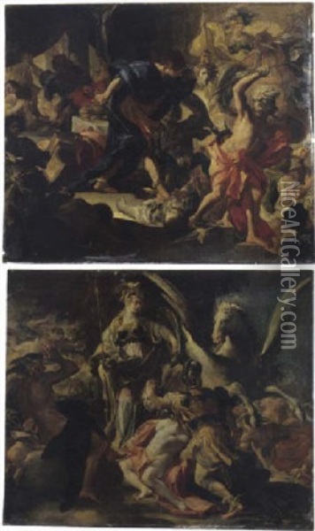 Perseo Uccide Fineo Oil Painting - Domenico Antonio Vaccaro