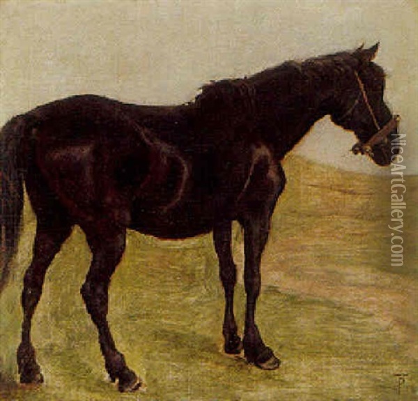 Staende Brun Hest Oil Painting - Theodor Philipsen