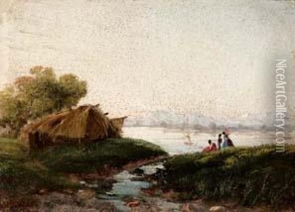 Sul Lago - 1874 Oil Painting - Giuseppe Camino