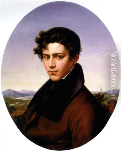 Portrait Of A Man (napoleon, 2nd Duke Of Montebello?) Oil Painting - Francois-Xavier Fabre
